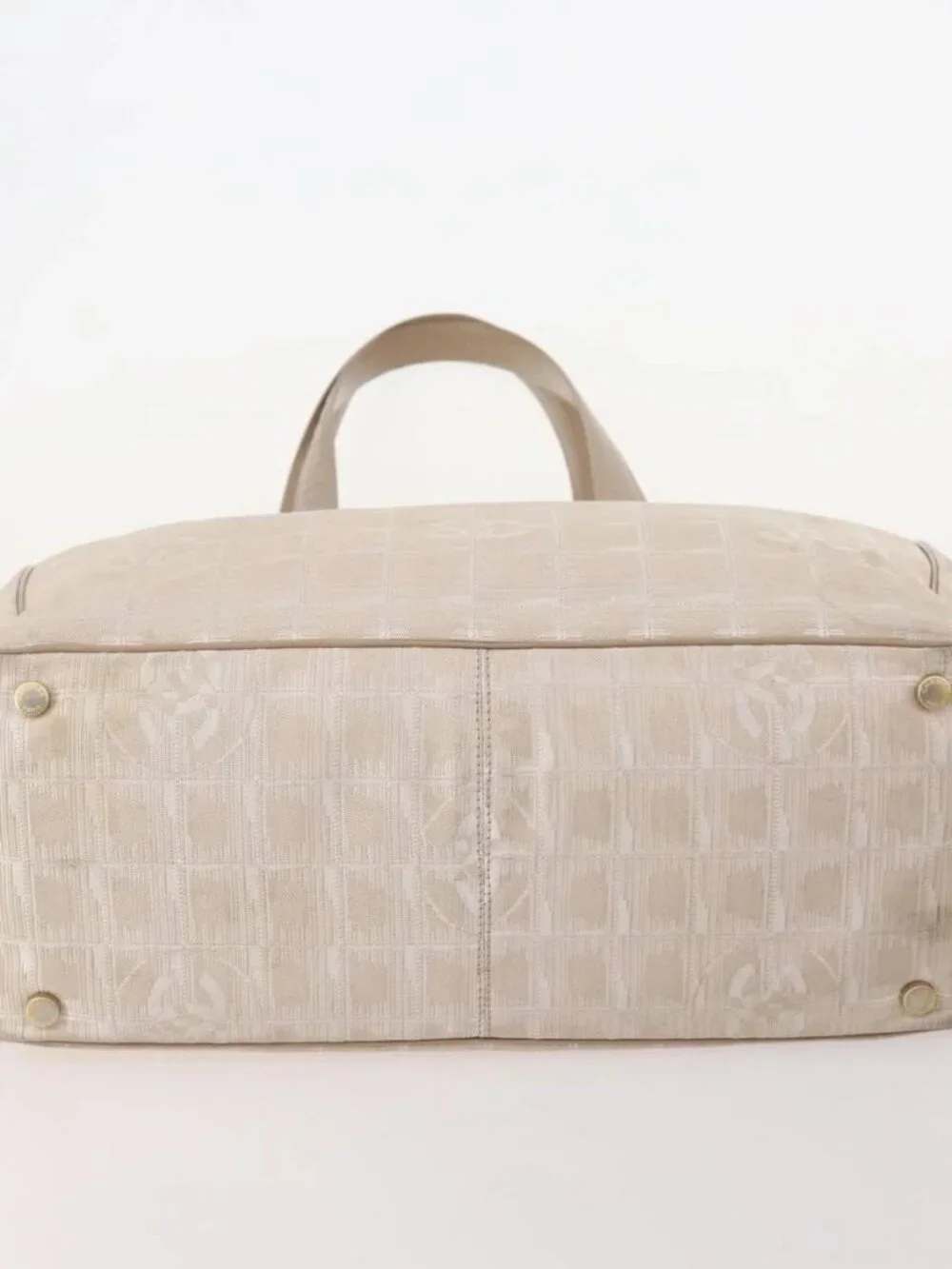 CHANEL New Travel Line Tote Bag Nylon 4 Set Beige CC Auth ti3920